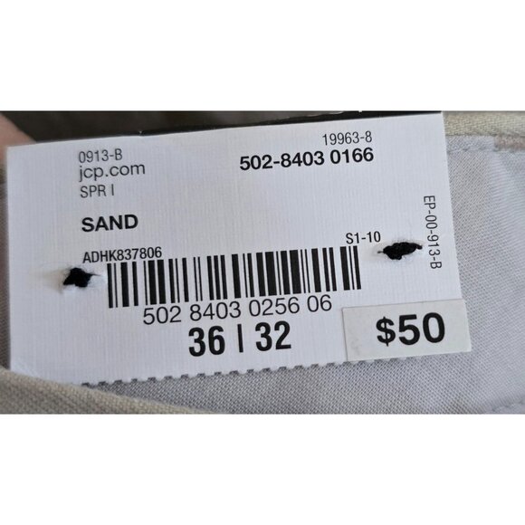 Claiborne Mens Sand Flat Front Pants 36x32 Linen/Cotton Blend golf garden party - Picture 5 of 8